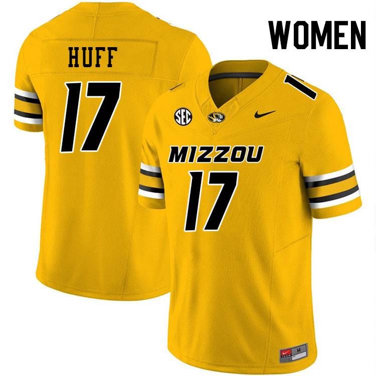 Women #17 Brian Huff Missouri Tigers College Football Jerseys Stitched-Gold